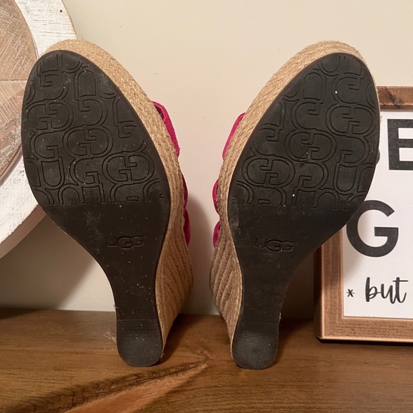 Ugg Tawnie Pink Platform Sandal Suede and Jute size 7 - Picture 6 of 6